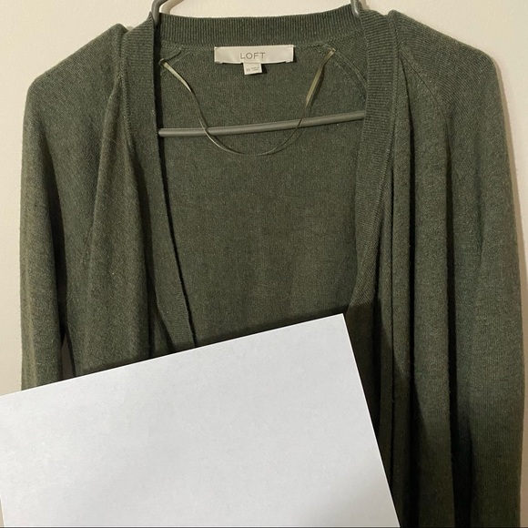 LOFT Green Draped Open Cardigan XS - Picture 9 of 10